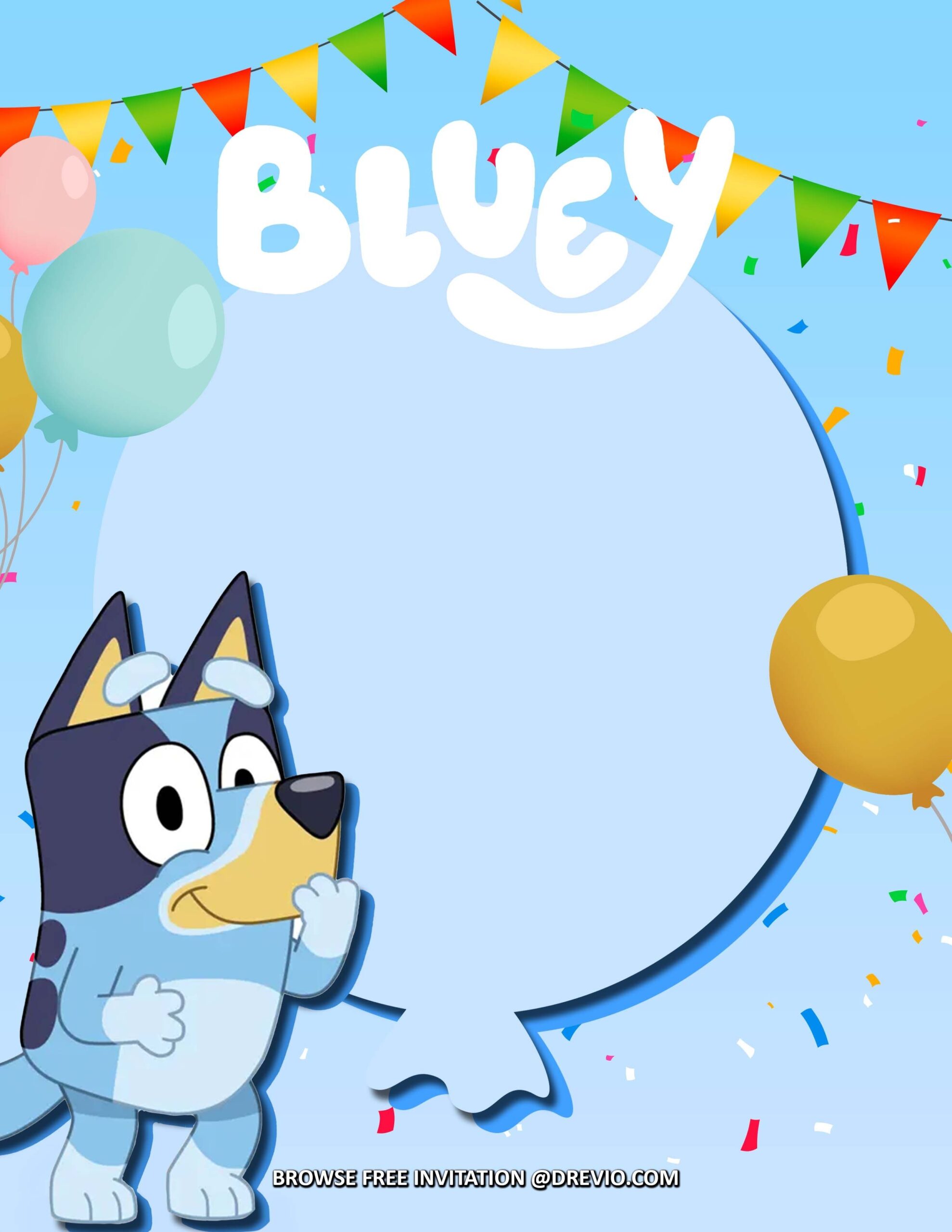 Template Printable Bluey Birthday Invitation