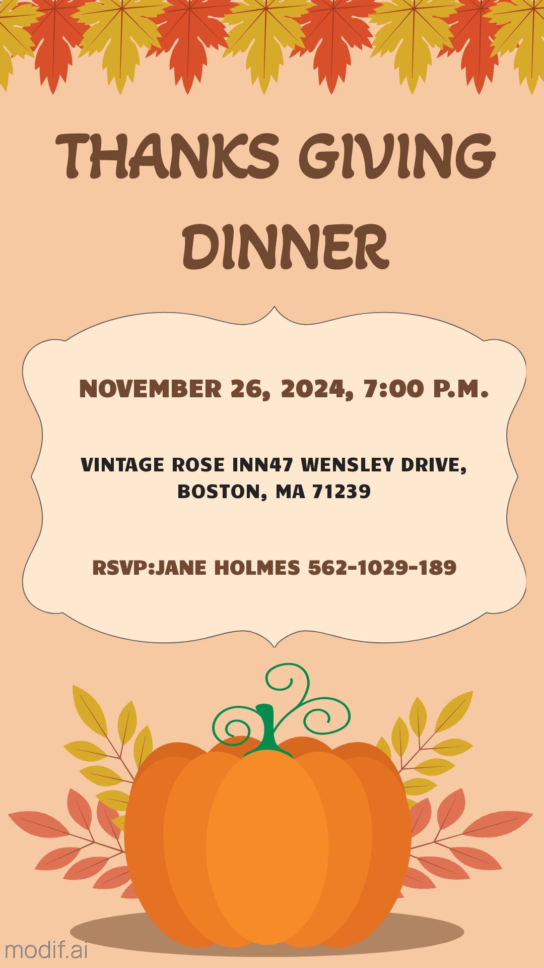 Thanksgiving Dinner Invitation Template Mediamodifier