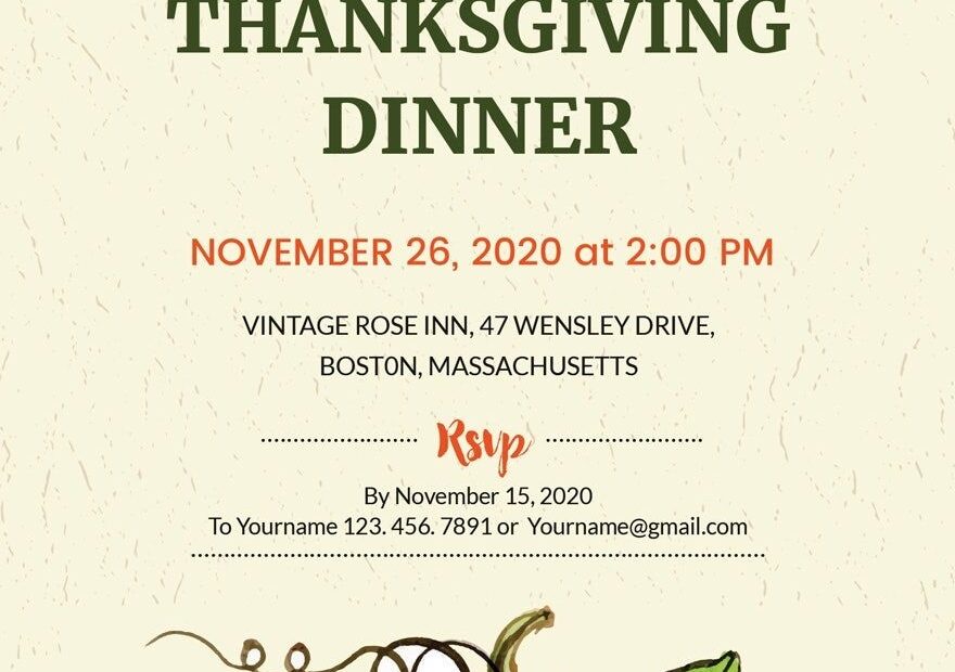 Thanksgiving Dinner Party Invitation Template In PSD Download