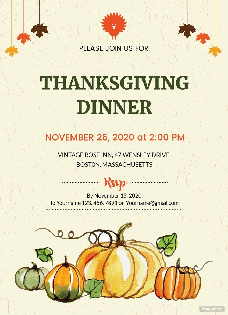 Thanksgiving Dinner Party Invitation Template In PSD Download 