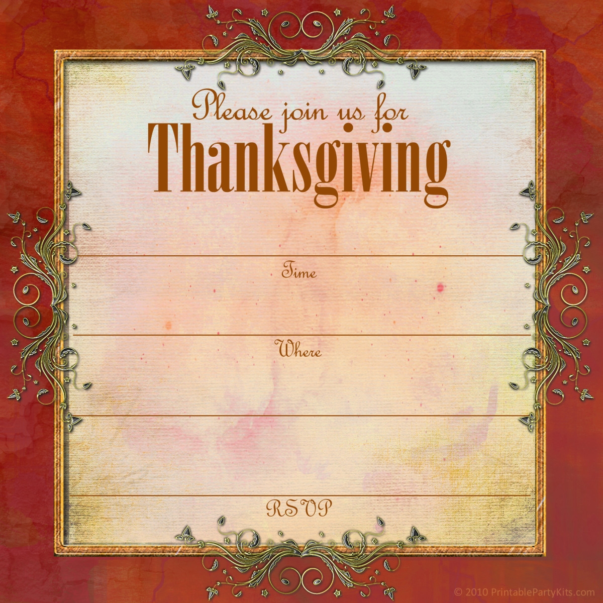 Thanksgiving Invitation Free Template