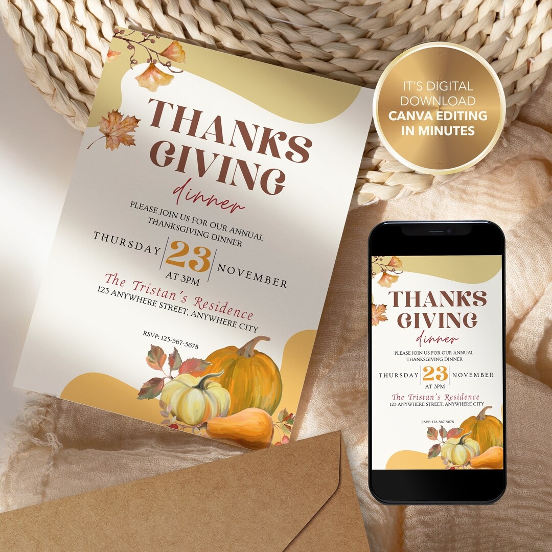 Thanksgiving Invite Template Printable Card Fall Thanksgiving Family 