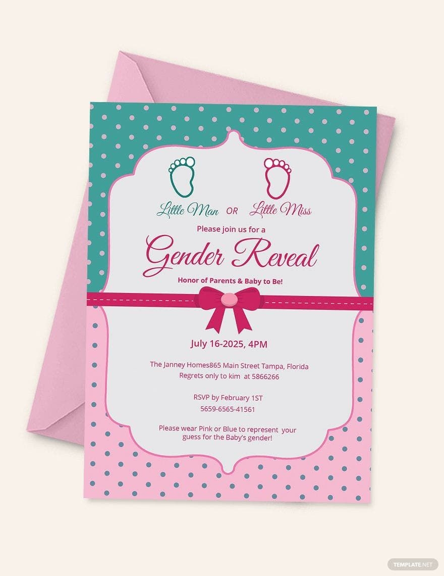Twin Gender Reveal Invitation Template In Word Pages Publisher PSD 