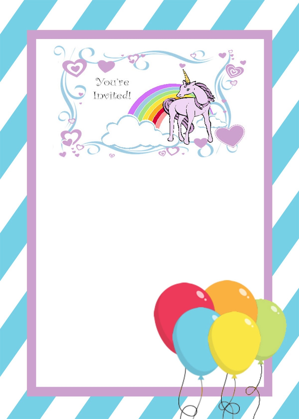 Unicorn Invitation Template Invitations Online