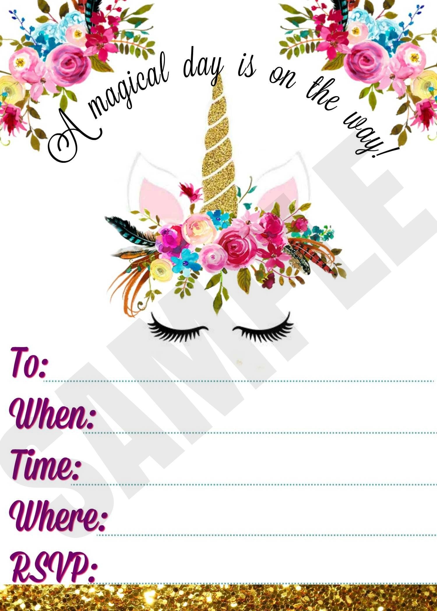 Unicorn Invitation Template Printable Word Searches