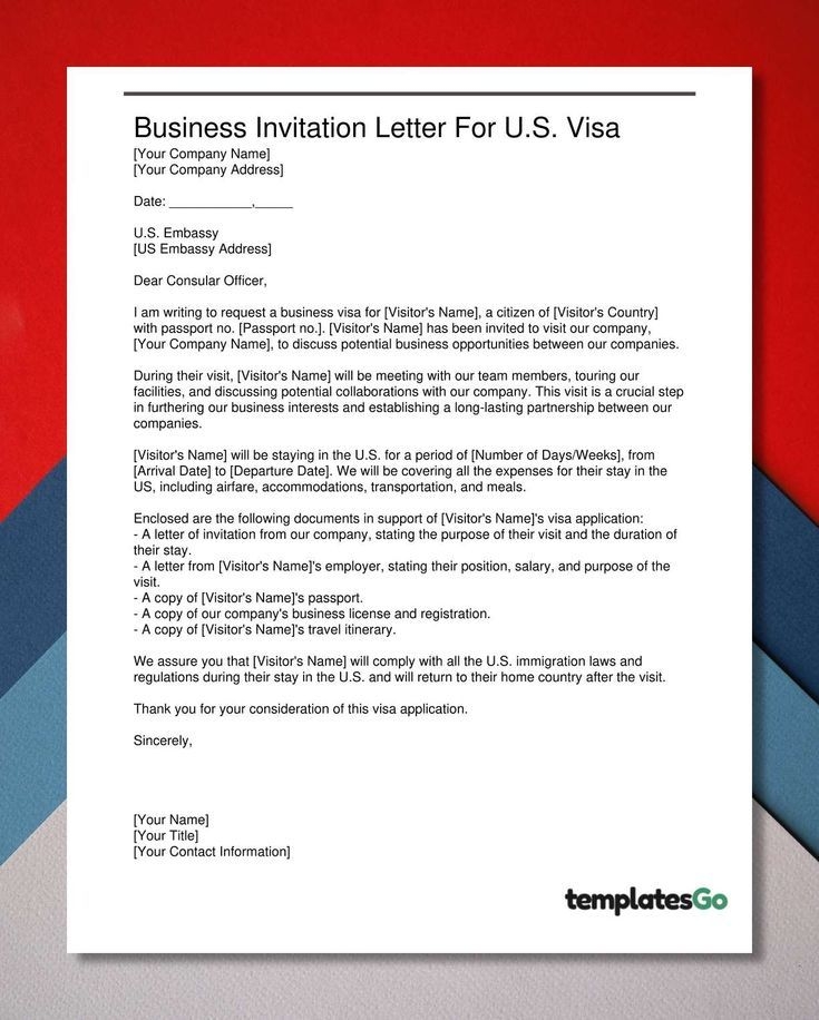 Usa Visa Invitation Letter Template Social Media Template