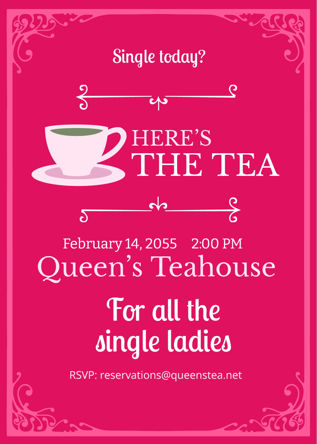 Valentine 39 s Day Tea Party Invitation Template In Illustrator Photoshop 