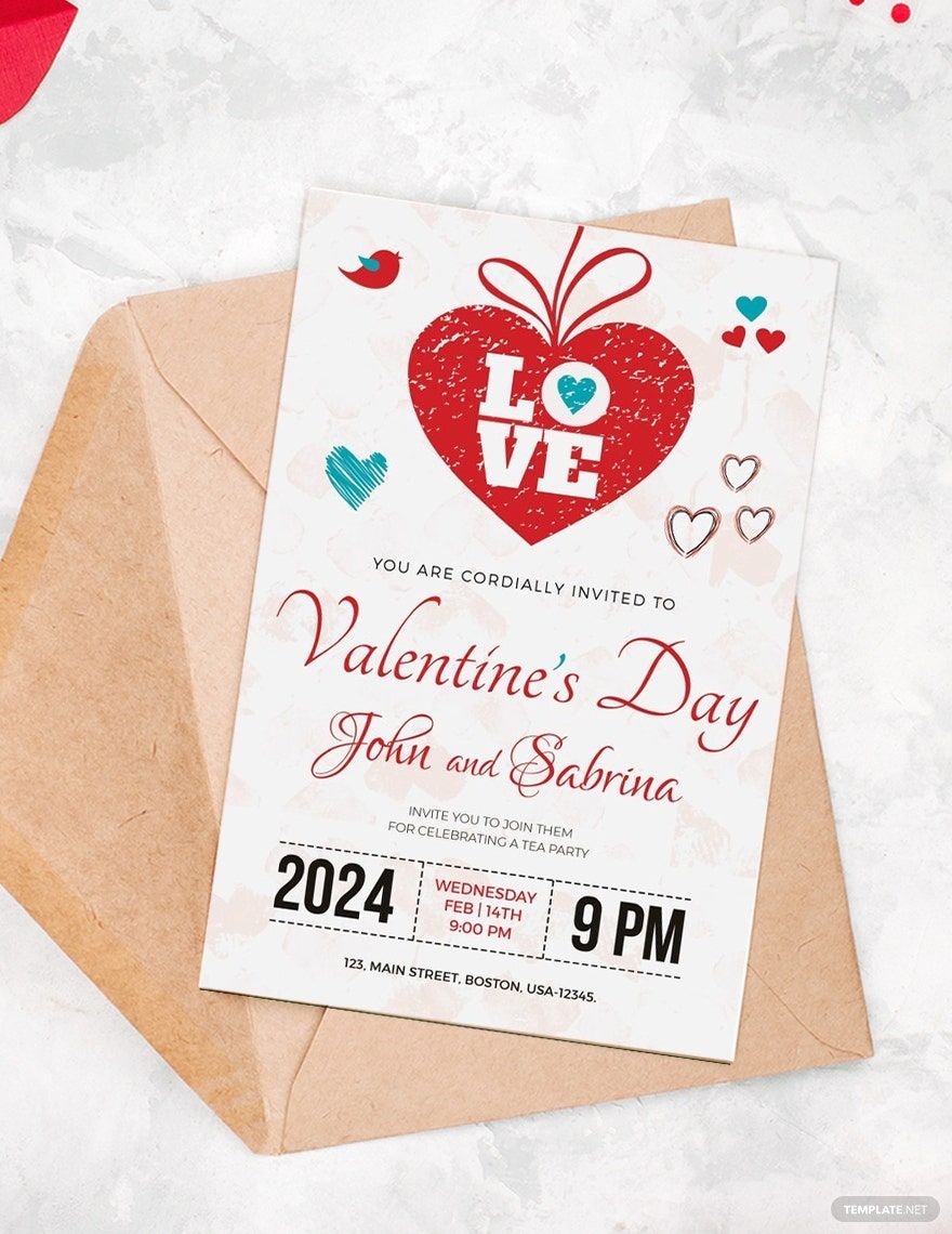 Valentines Day Invitation Template In Pages Publisher Word PSD 