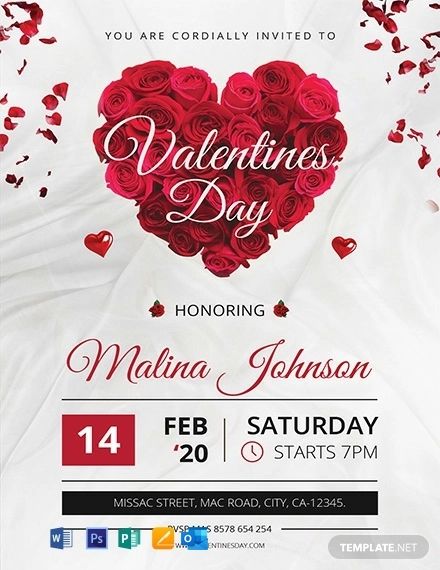 Valentines Day Invitation Template Word Outlook Apple Pages PSD 