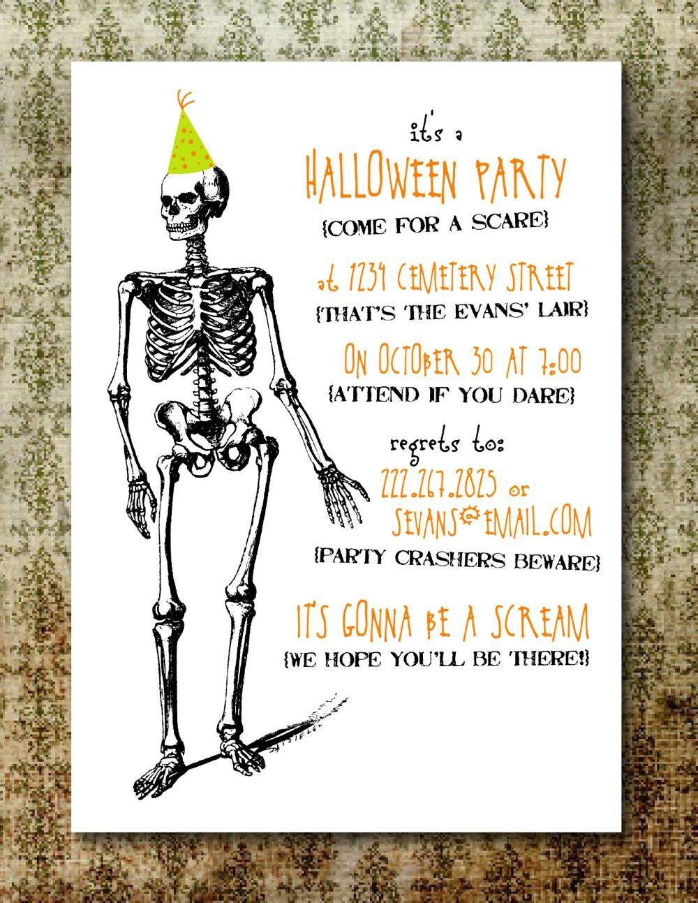Vintage Halloween Printable Invite Halloween Invitations Printable 