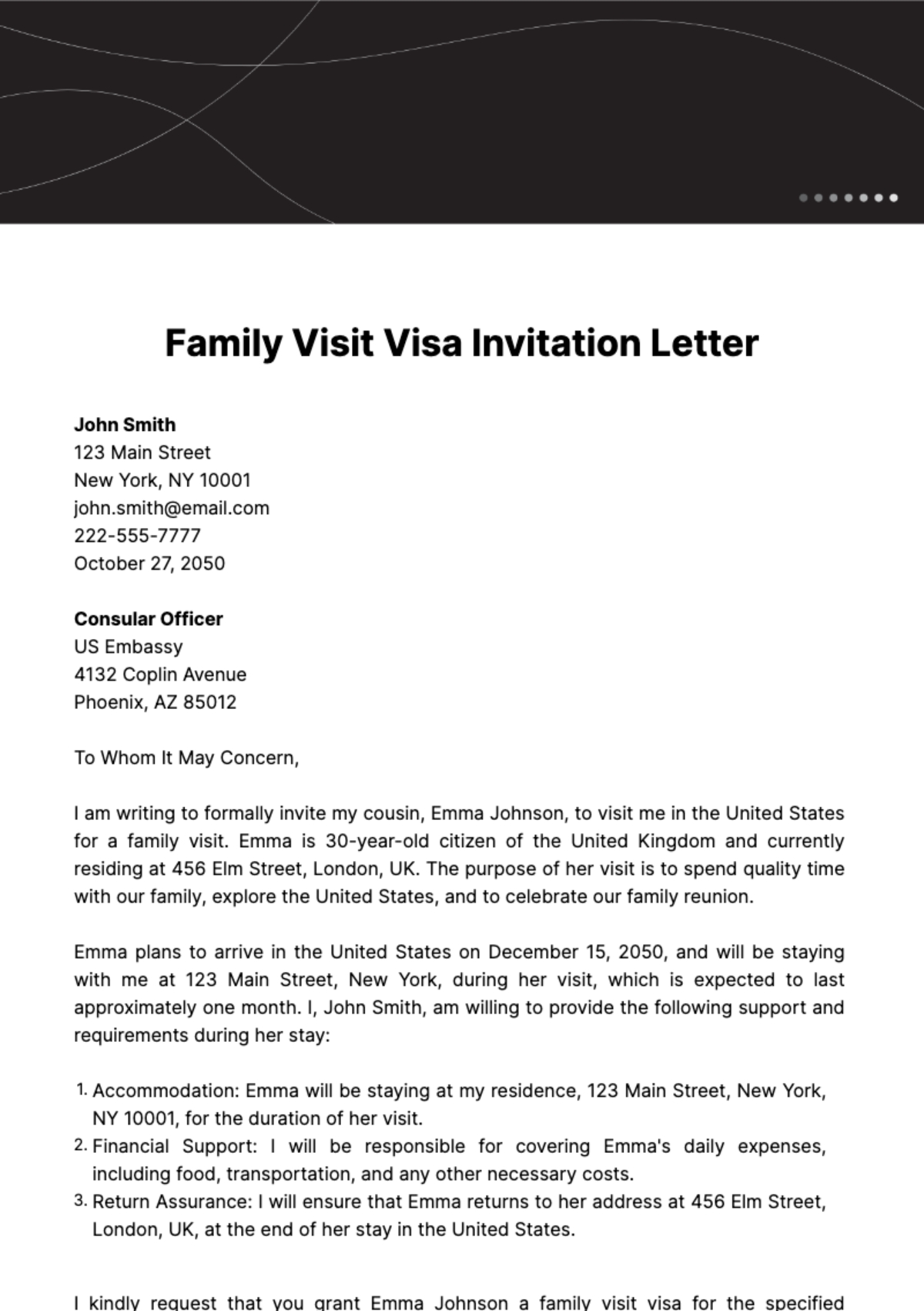 Visiting Visa Invitation Letter Sle Infoupdate