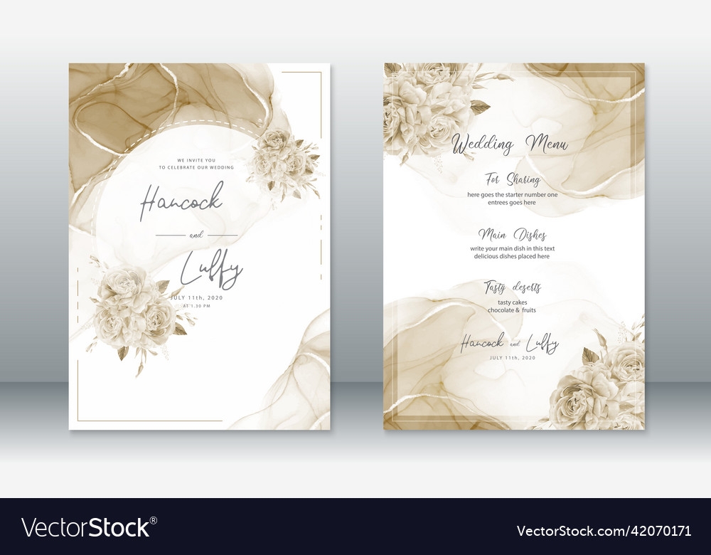 Wedding Invitation Card Template Gold Background Vector Image