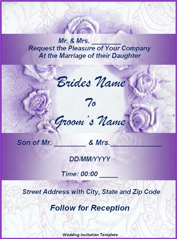 Wedding Invitation Templates Free Word Excel Templates