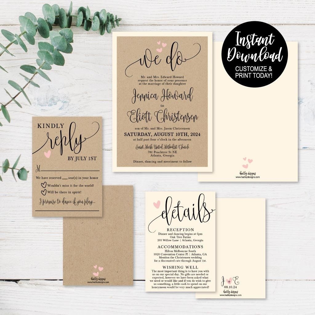 Wedding Invitations With RSVP Cheap Wedding Invitation Etsy In 2022 