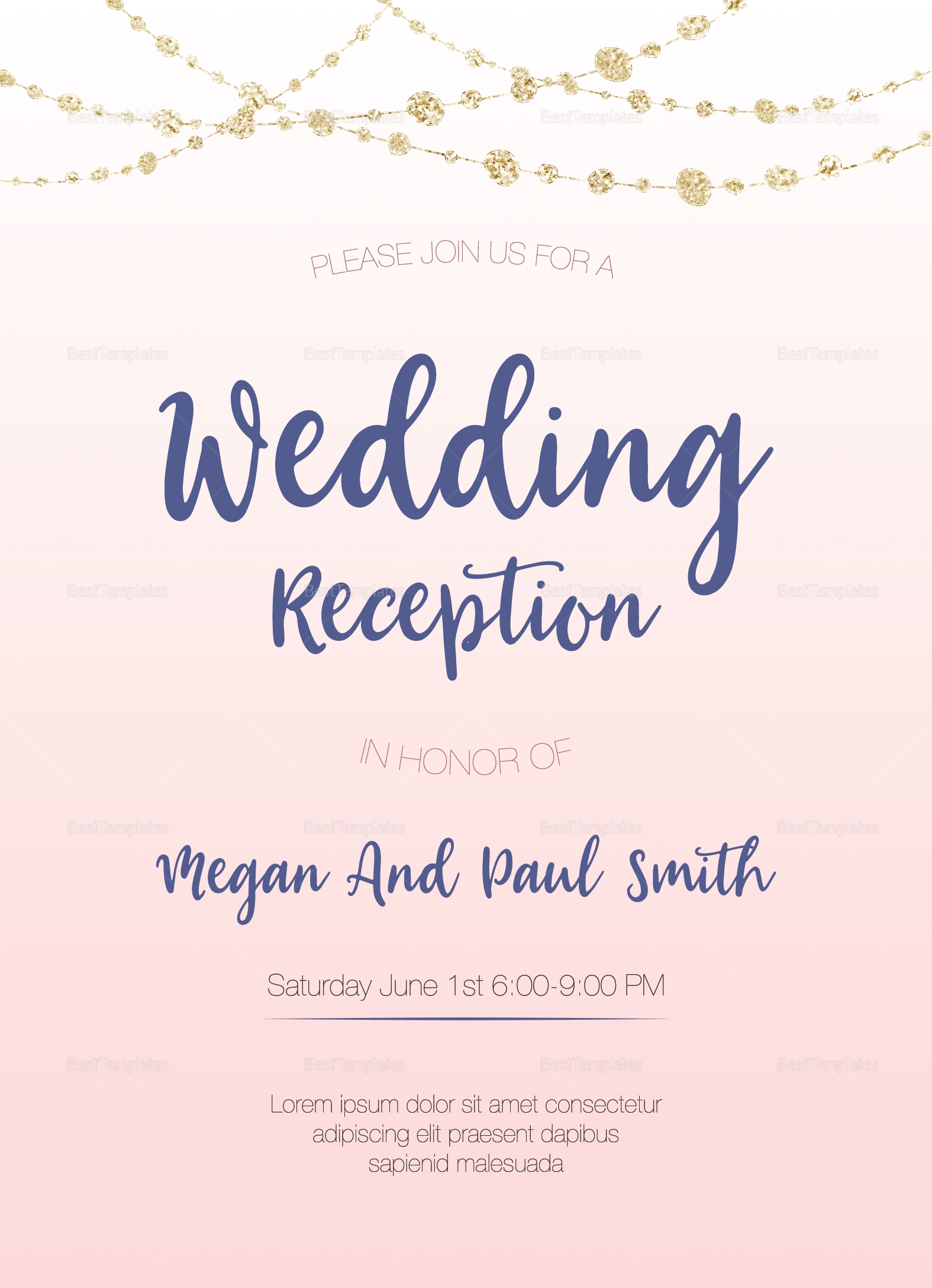 Wedding Reception Invitation Templates Word