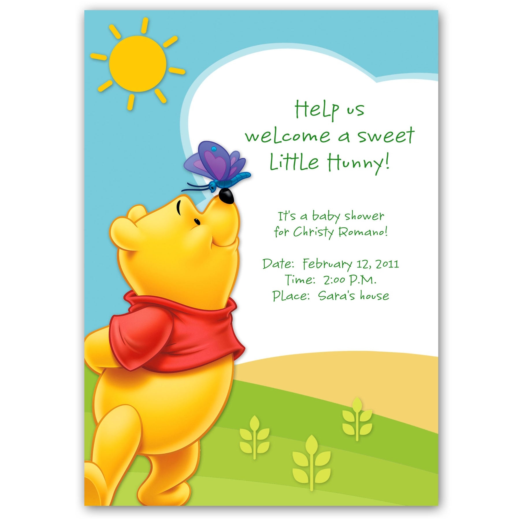 Winnie The Pooh Baby Shower Invitation Template