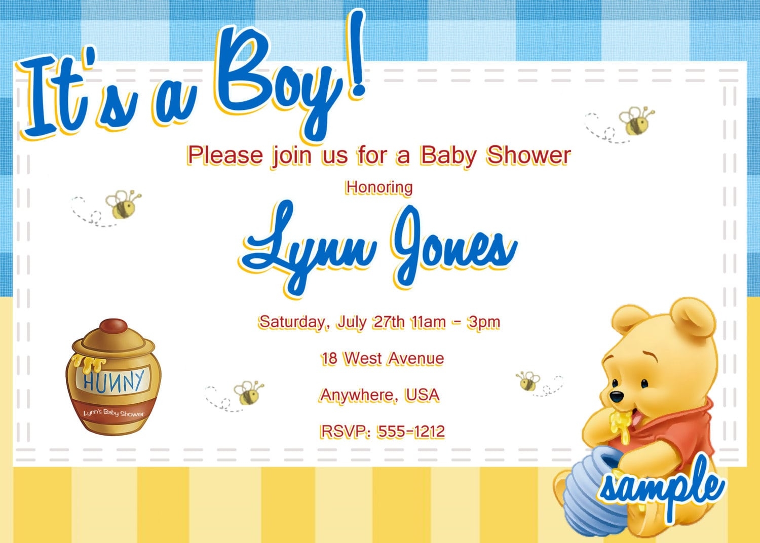 Winnie The Pooh Baby Shower Invitation Template