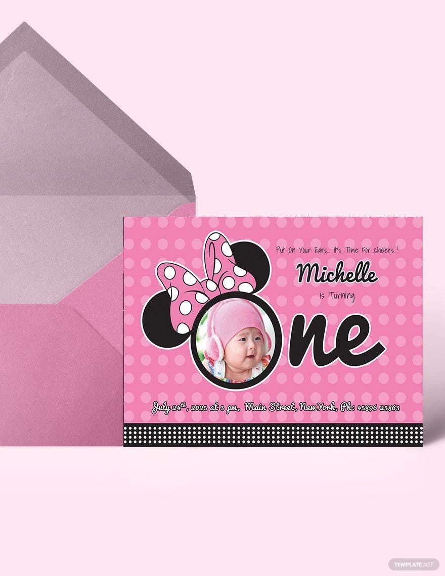 Wonderful Minnie Mouse Birthday Invitation Template In Pages Word 