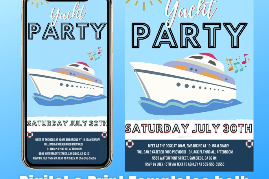 Yacht Party Invitation Template Boat Party Invitation Template Yacht