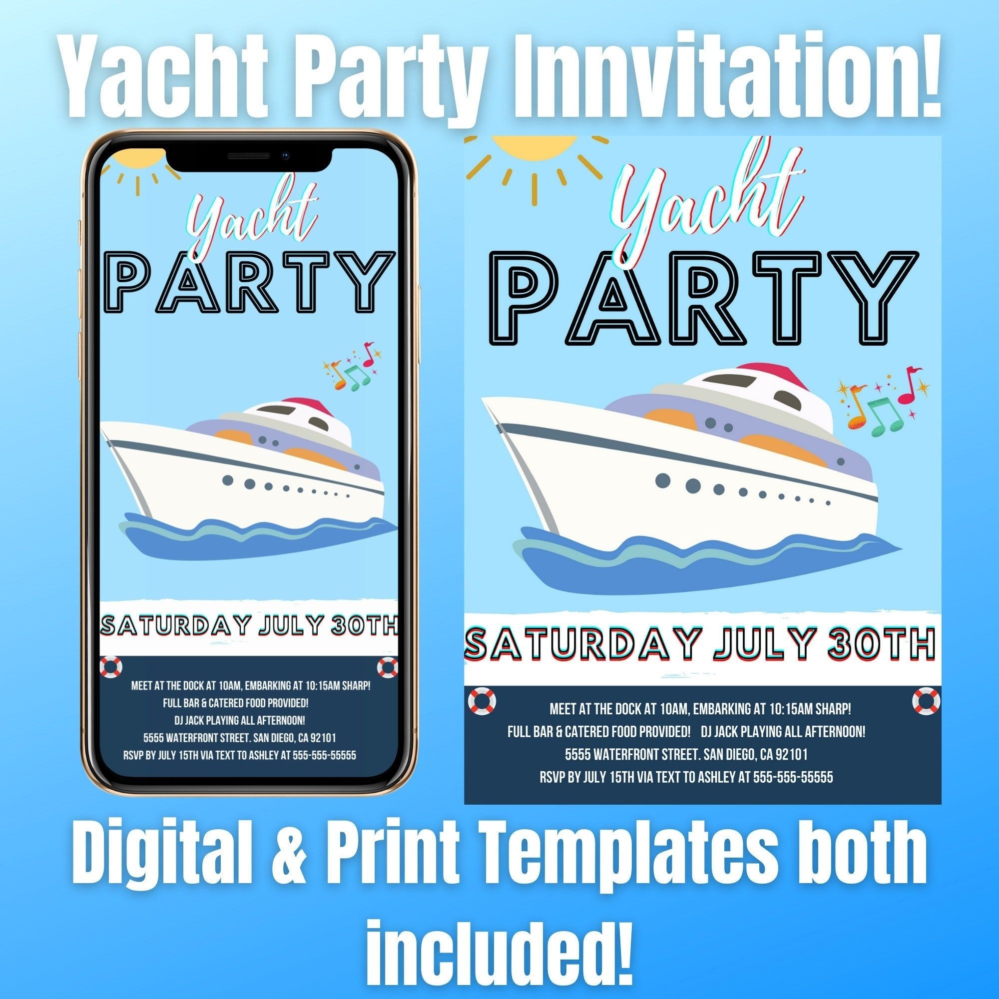 Yacht Party Invitation Template Boat Party Invitation Template Yacht 