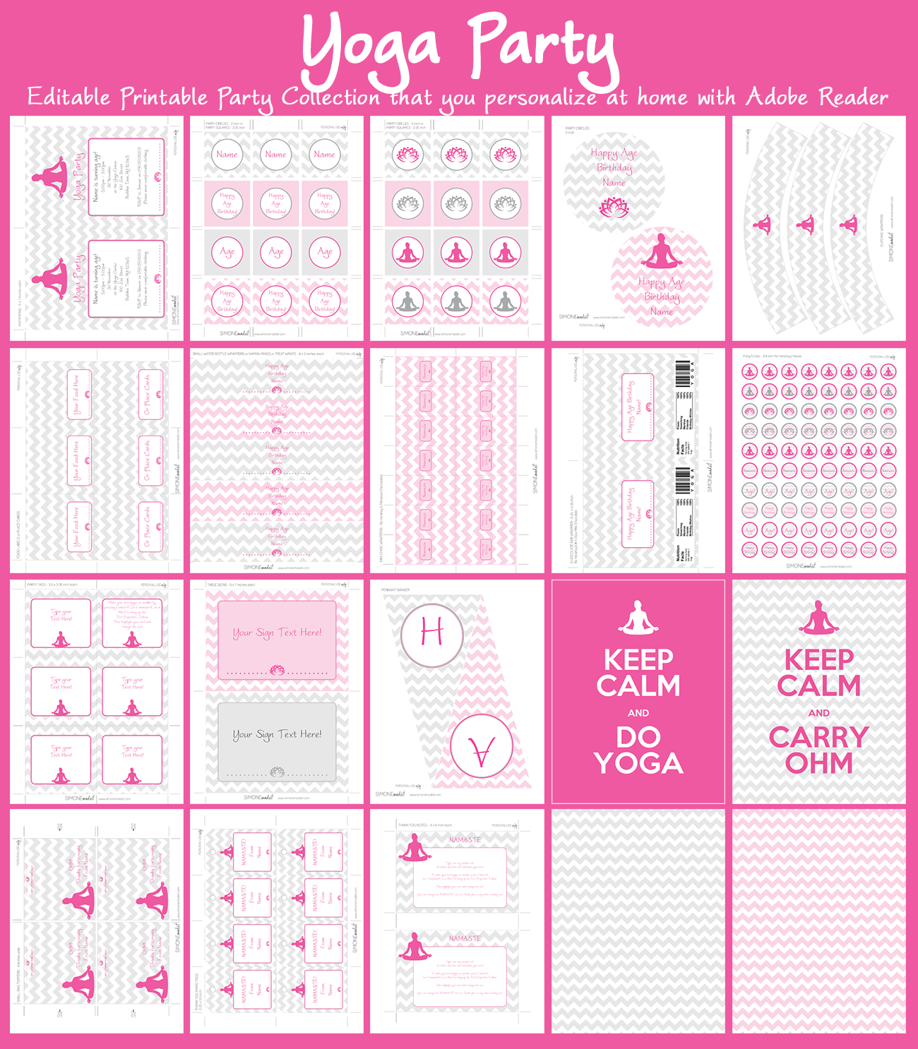 Yoga Party Printables Invitations Decorations Templates Yoga 